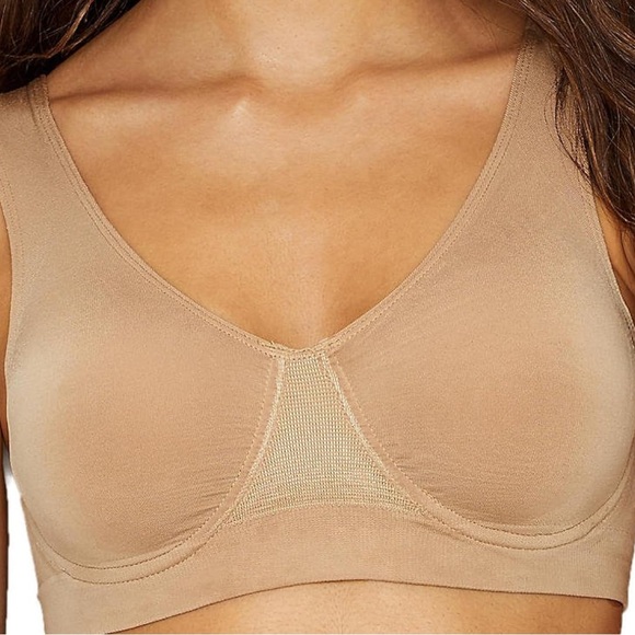 Rhonda Shear Divine Seamless Underwire Bra Tan & White Size Medium - Picture 3 of 6